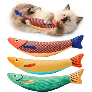 Cat Toys Saury Fish, 3 Pack Soft Durable Interactive Kitten Kicker for Indoor Kitty Exercise 9.4 Inches for All Breeds