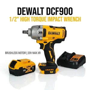 DeWalt DCF900NT Cordless Impact Wrench 1/2 Inch Square Drive 1898 N m for Construction and Mining with 4 Torque Modes 135 to 1396 N m Fastening TSTAK Tool Box Battery and Charger Included for Heavy Duty Compact Drill Set