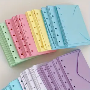 5pcs so mini can hold colored envelope material in A7 binder case ledger Sticker Notes Sorting storage bag Paper binder Pocket Index Envelope 6-hole binder envelope Punched binder envelope Binder Organizer
