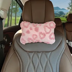 Car Neck Pillow Heart Pattern, Soft Plush Headrest, Comfortable Car Interior Decoration for Women, 1pc
