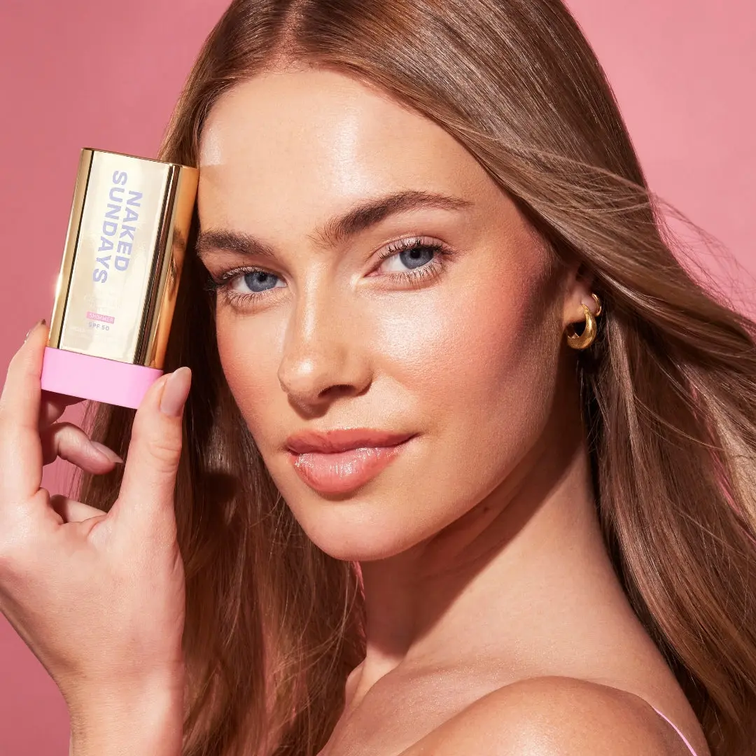 SPF50 Sun Stick (Dry Body Oil / Face Top Up Stick) available in Shimmer or Clear