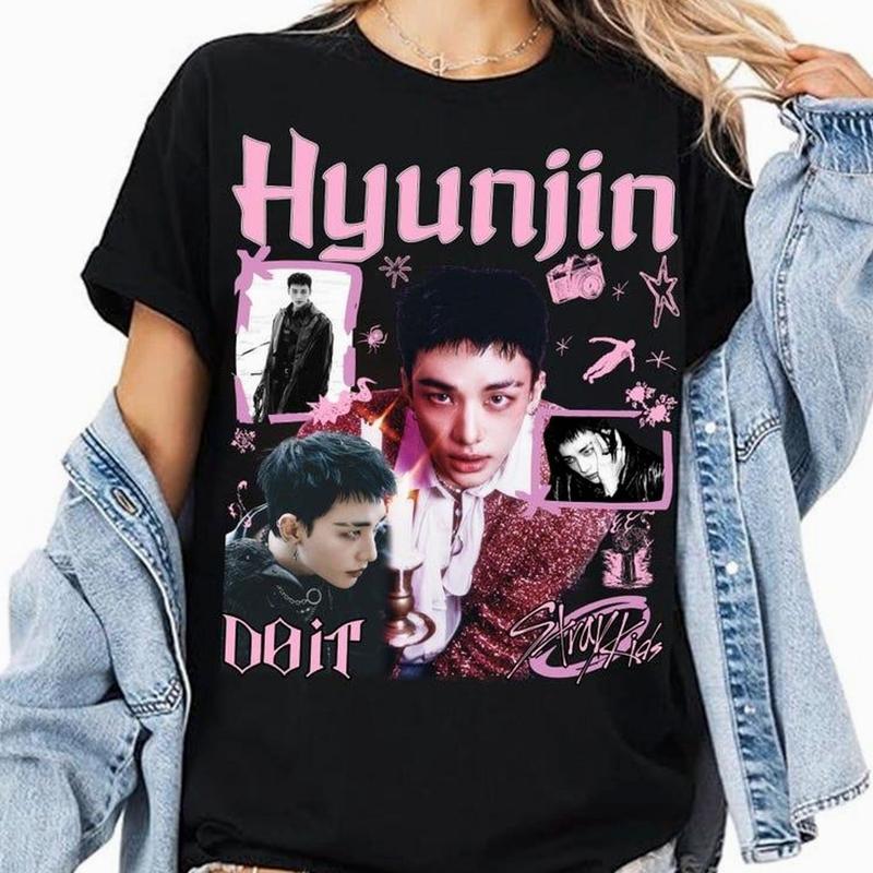 Hyunjin Retro 90s Bootleg T-shirt, KPOP T-shirt and Gift For Her or Him 96Y
