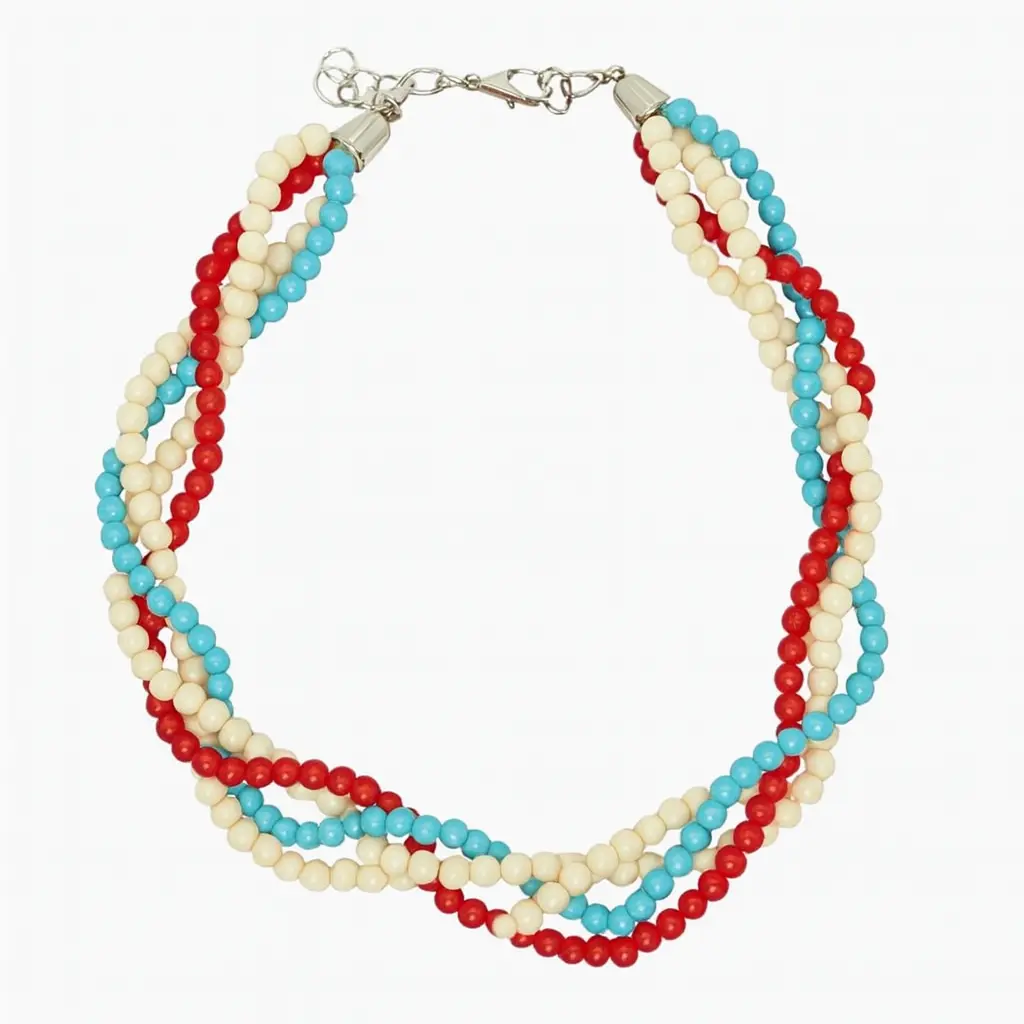 Handmade Beaded Crackle Stone Choker Necklace - 15 in Boho Twist Design, Artistic Cracked Crystal Bead Chain Necklace for Stylish Outfits, Artistic Necklaces, Boho Twist Necklaces