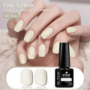 MTSSII 7ml Pale Yellow Gel Nail Polish, Fashionable Light Candy Dearm Color Semi Permanent Hybrid Gel Varnish Soak Off UV LED Nail Art Manicure