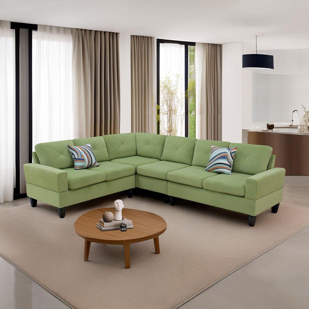 Apple-Green Massa Flannel 4-Piece Couch Living Room Sofa Set