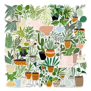 44pcs Potted Plants Series Sticker, Waterproof Sticker Pack for Wall Water Bottle Skateboard Helmet Car Bike Luggage Laptop, Sticker Decals, Decoration, Sticker For Cars
