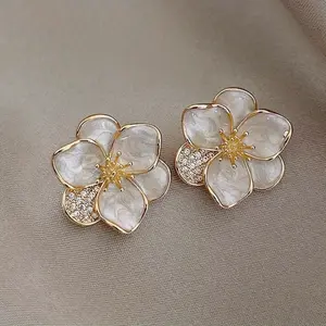 Elegant Simple Style Zinc Alloy Stud Earrings - Pretty Sweet Flower Design For Women Daily Dating vermeil gold cece jewelry