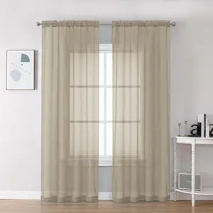 Taupe Sheer Curtains 84 Inches Long 2 Panels Set- Light Filtering Curtains for Bedroom, Soft Airy Voile Rod Pocket Living Room Window Drapes, 42Wx84L Inches, 2 PCS