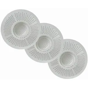 Hairstopper Drain Cover Hair Catcher for Shower and Bathtub, Protects Against Clogs Without Blocking Water Flow, White, 3 Pack