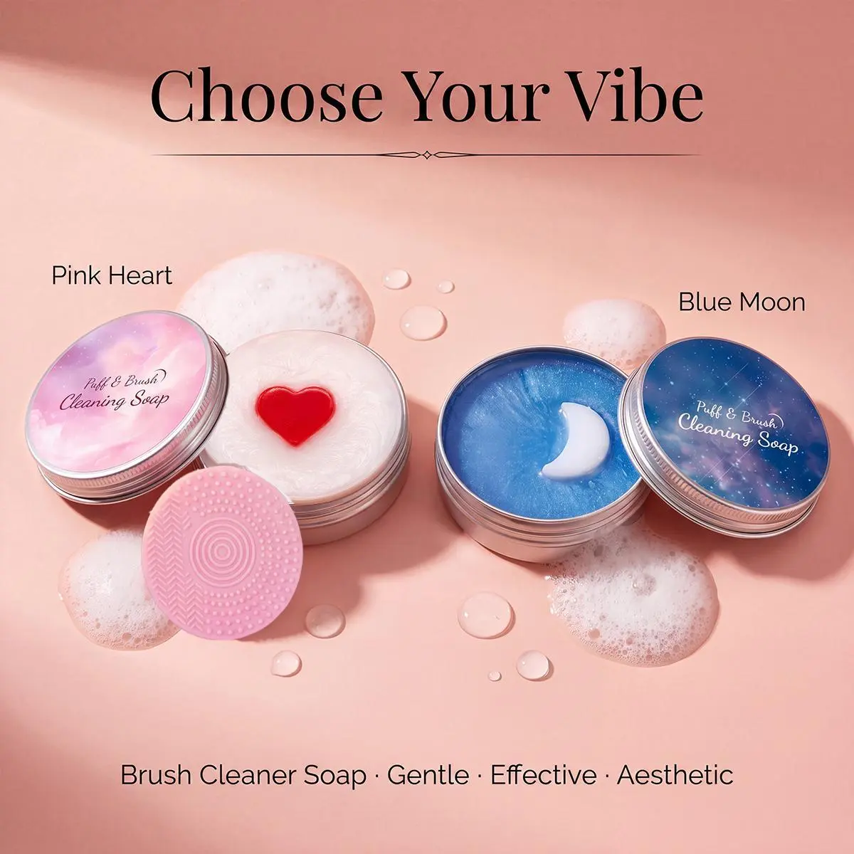 Makeup Brush Cleaner Soap with Silicone Cleaning Pad  portable brush cleaning soap, natural fragrance, powerful cleaning that leaves no residue
