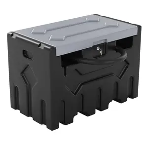 GARVEE 52 Gallon Portable Diesel Fuel Tank with 12V Electric Transfer Pump, Auto Nozzle, 360° Swivel Connector, and 13.1ft Hose. Heavy-Duty PE Diesel Transfer Tank for Easy Refueling on Farms and Trucks, Available in Black-Gray and Red-Gray