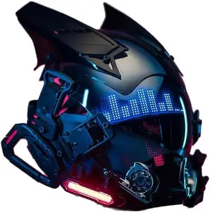 Cyberpunk Gothic Mask Helmet for Adult,Techwear mask, Halloween Cosplay Costume Accessory with LED Lamp, Futuristic Helmet