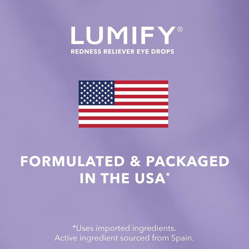 LUMIFY Eye Drops for Red Eyes, Redness Reliever for Brighter Looking Eyes, Works in 1 Minute & Lasts Up to 8 Hours, Eye Drops, 0.08 Fl Oz (2.5 mL)