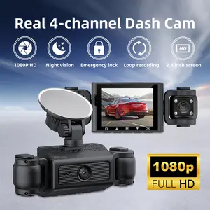 Real 4-Channel Dash Cams For Car: 1080P Full HD CAR DVR with Night Vision, Emergency Lock & Loop Recording – 2.4 Inch Screen for 360° Driving Surveillance