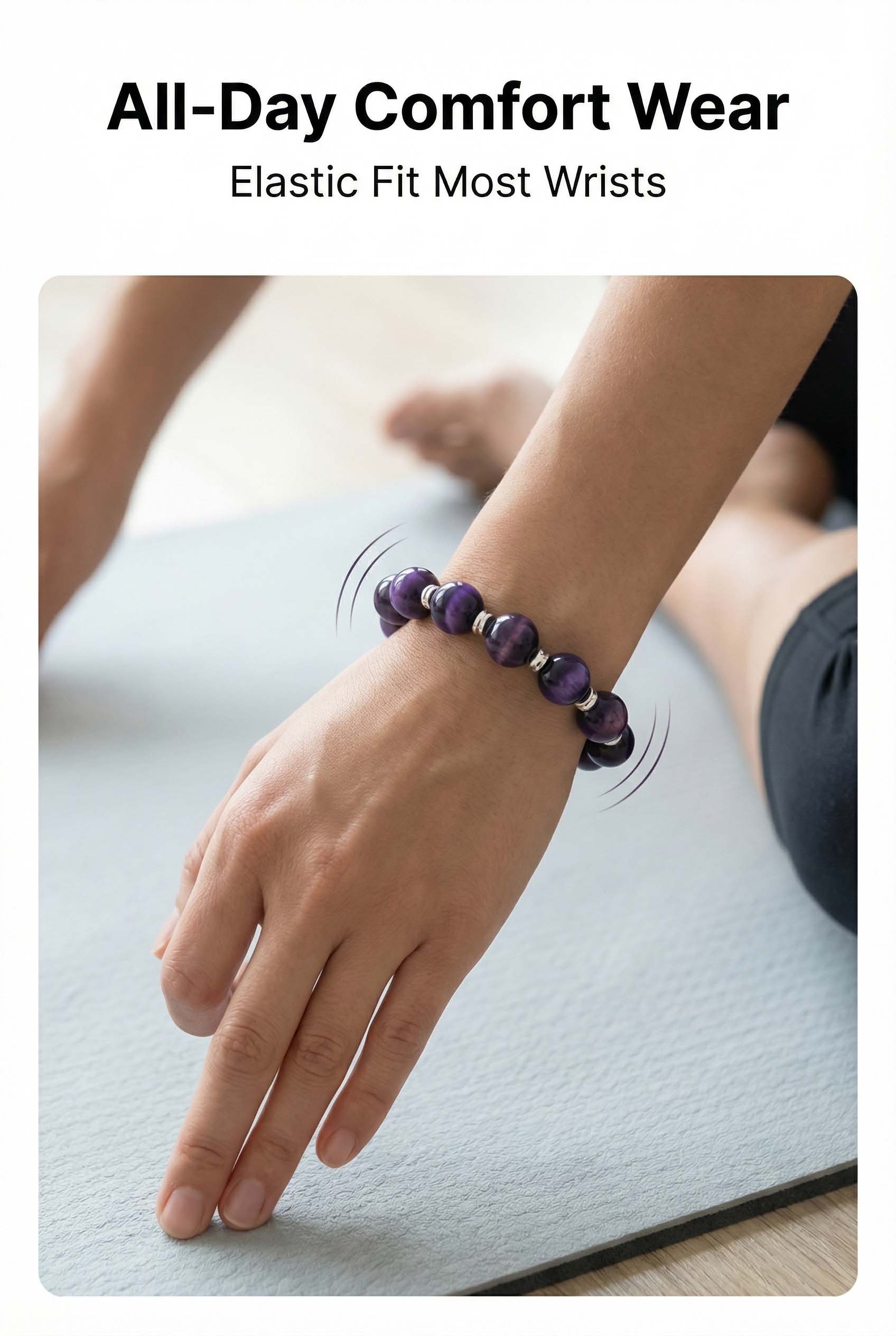 Rare Blue Purple Tiger Eye Bracelet, Elastic Fit, Wealth Attraction Spiritual Jewelry for All Hand Sizes.Gifts for Relieving Anxiety and Stress