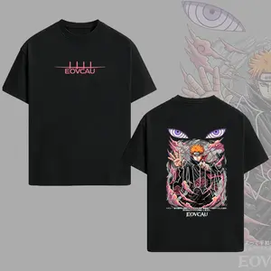 [EOVCAU]Men's Summer Short-Sleeve Round-Neck Cotton T-Shirt，P.A.I.N Nagato Orange Hair Rinne Eye God Ninja Six Paths Leader Anime Graphic Tee，Akatsuki Rinnegan God Power Shinobi Streetwear Tshirt,Perfect For Anime Fans Daily Casual Party Festival
