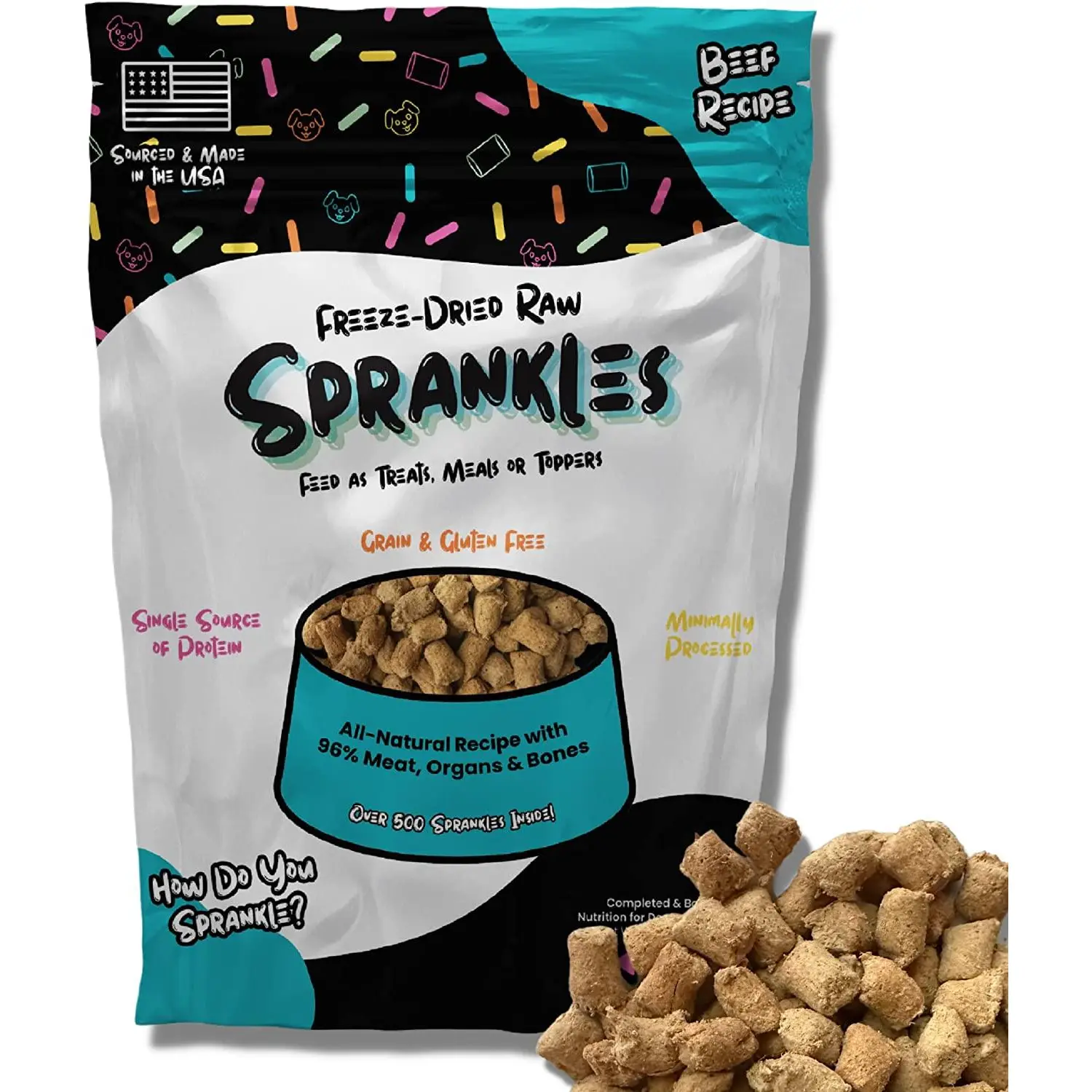 Natural Freeze-Dried Raw Dog Meal Toppers, Beef Recipe
