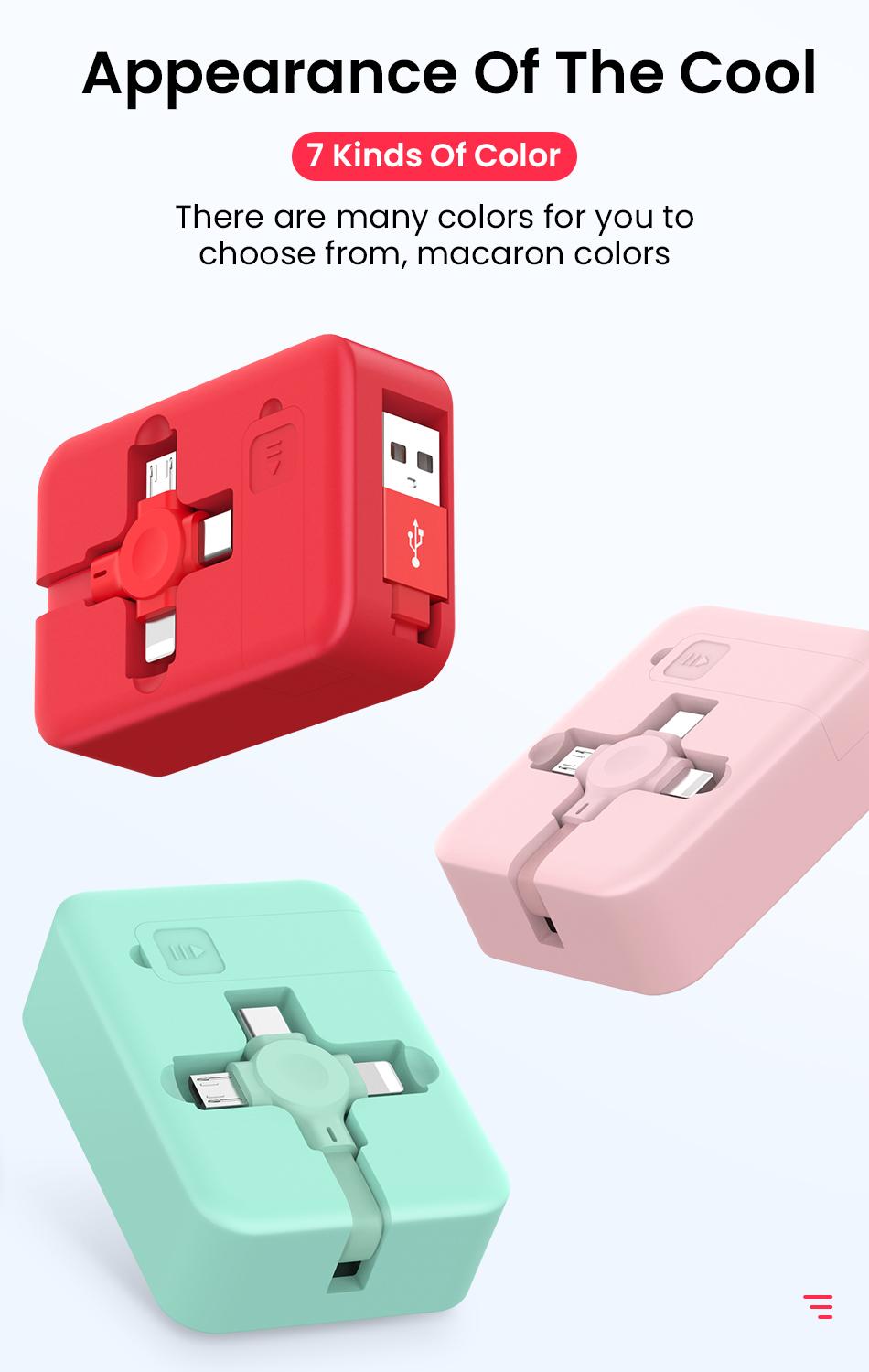 4 In 1 Retractable USB Cable Creative Macaron Type C Micro Cable For I Phone With Phone Stand Charging Data Cable Line Storage Box 4 In 1 Retractable USB Cable Creative Macaron Type C Micro Cable For I Phone With Phone Stand Charging Data Cable Line Storage Box