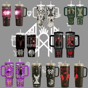 Band Music Tour 20oz 40oz Tumbler, Sleep Token 40 Oz Tumbler With Handle, Sleep Token Flamingo 20 Oz, 40 Oz Printed Tumbler, Gift For Fan, Travel Insulated Double, Hot Cold Drink Cup