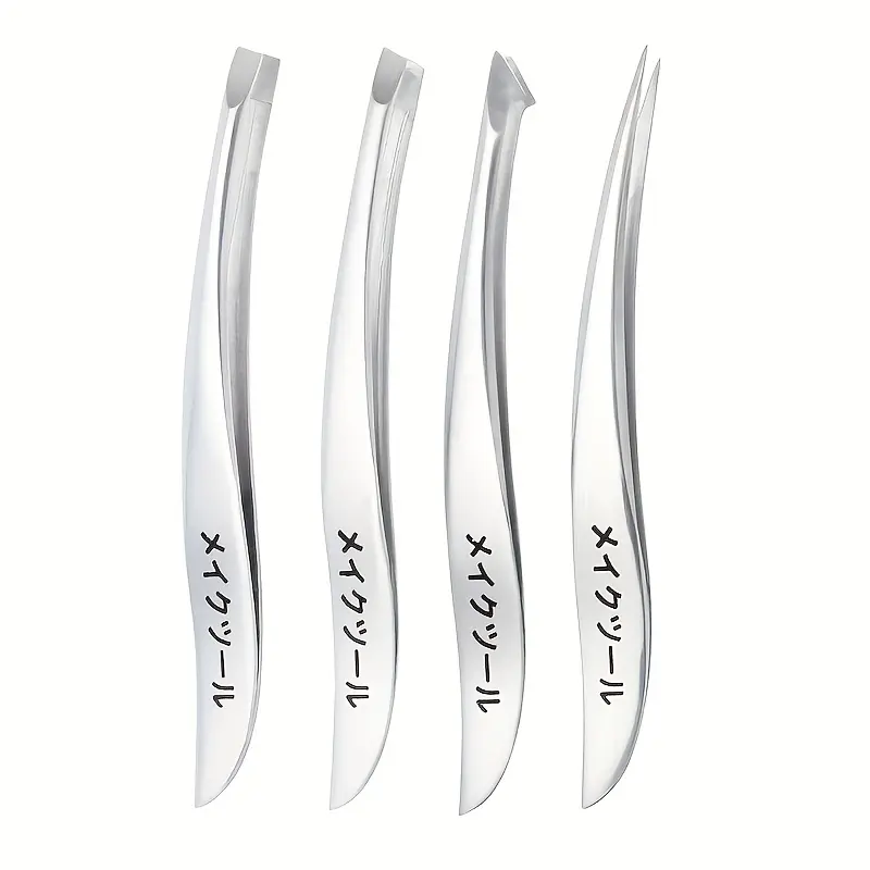 Stainless Steel Tweezers Set, Sensitivity Suitable for Eyelid and Facial Hair Removal, Professional Slanted Tip Design, Precision Pain-Free Grip