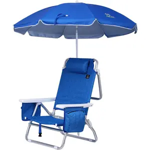Backpack Beach Chair with Canopy Shade, 5-Position Reclining Beach Chair for Adults with Cooler Bag and Cup Holder for Camping, Travel, Picnic