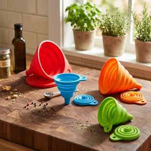 Silicone Collapsible Funnel Set 4 Pack Foldable Kitchen Funnels Small Large for Liquid Transfer Food Grade Kitchen Gadgets