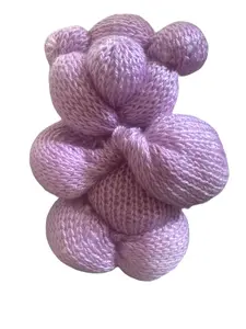 Stuffed Balloon Animal Teddy Bear - Purple Knitted Design Soft Toy