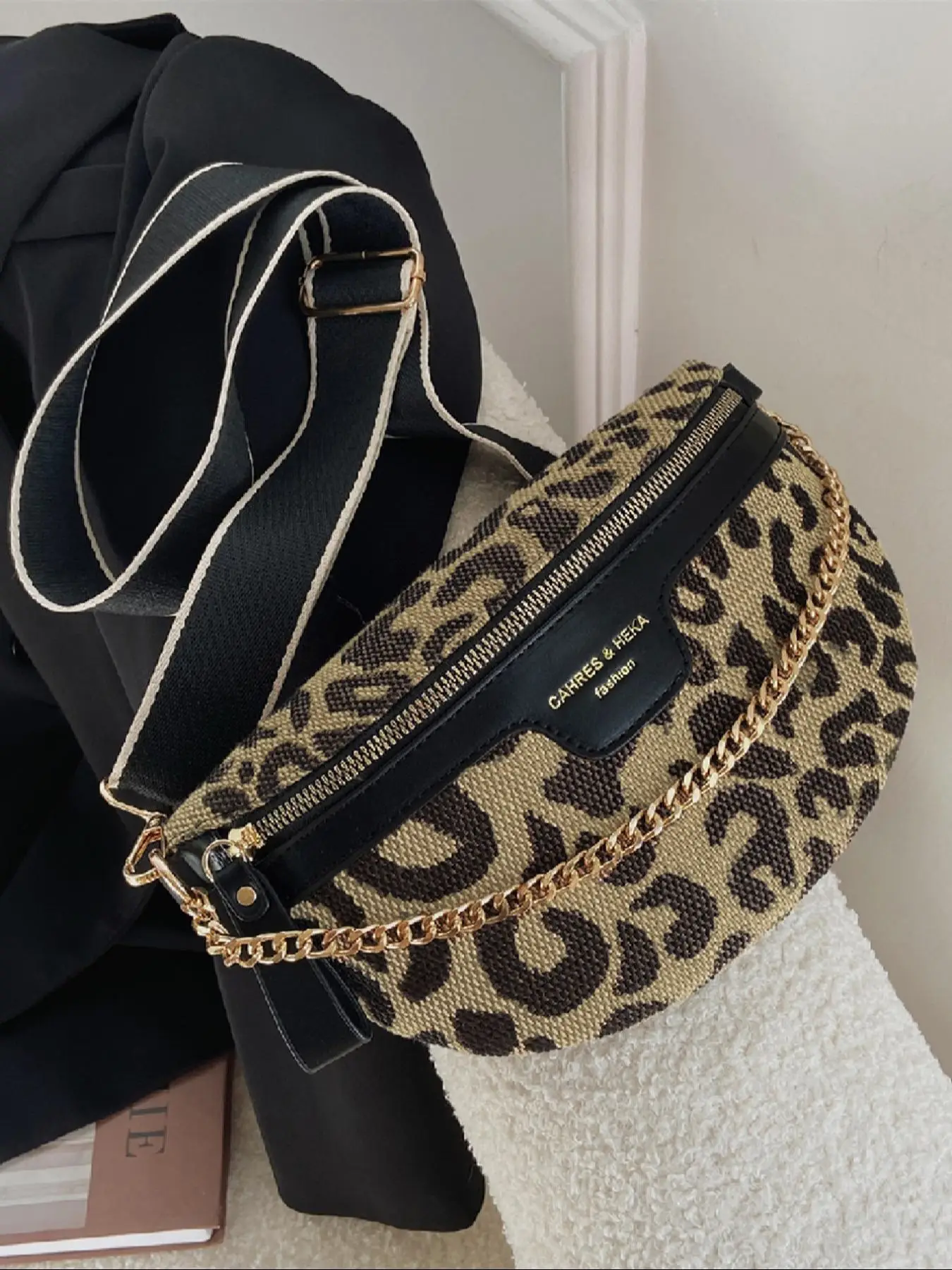 Women's Fashion Leopard Pattern Fanny Pack, Casual Versatile Zipper Chest Bag for Daily Used, Trendy All-match Sling Bag