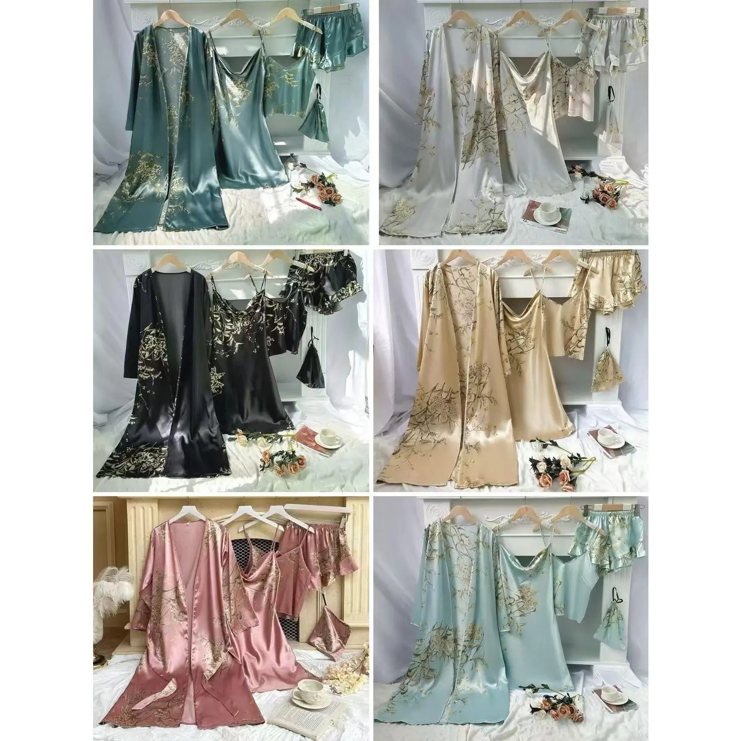 Light green non elastic four piece set