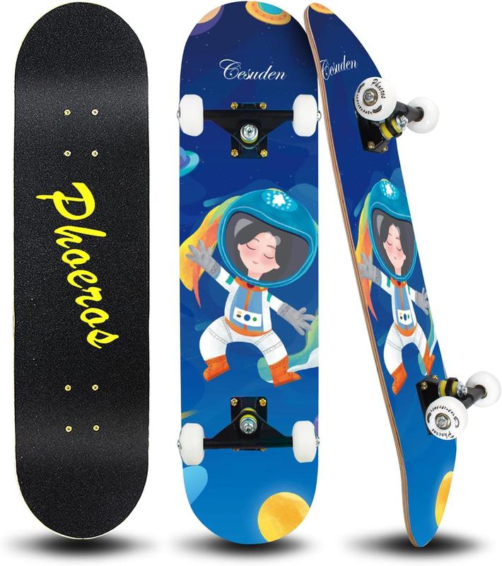 Skateboards -Standard Skateboards for Kids Boys Girls Youths Beginners Starter-Complete Skate Boards 31''x 8''Canadian Maple Pro Cruiserkryptonics skateboard