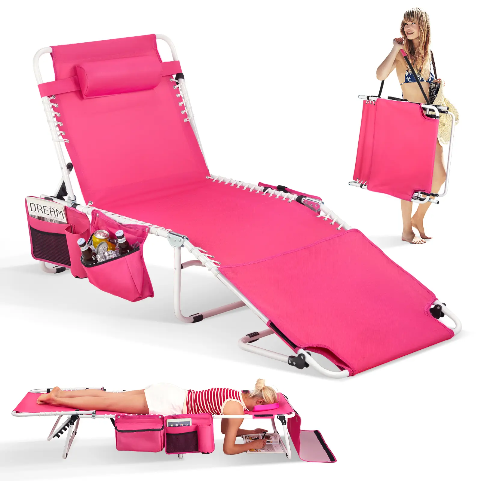 VINGLI Oversized Tanning Chair with Face Hole & Carrying Bag, Beach Lounge Chair Outdoor for Adults, Folding Lounge Chair for Sun Tanning, Laying Out Chairs for Tanning Lounger Outside, 475lbs,home decor,camping essentials