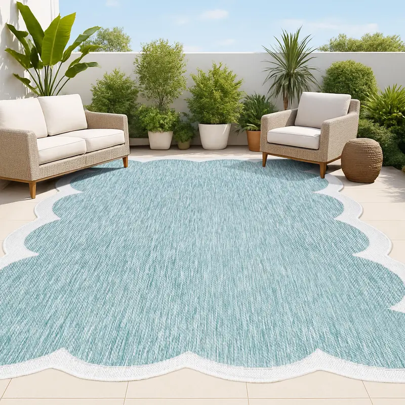 JONATHAN Y Alice Durable Classic Cottage 2-Tone Scalloped Indoor Area Rug, 0.15 in Thick, Farmhouse Home Decoration Mat for Living Room, Bedroom, Indoor Entryway, Indoor Entryway Rug