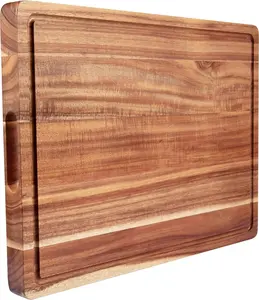 GARVEE Acacia Extra Large Wood Cutting Board 20 x 15 Inch, 1.5 Inches Thick Butcher Block, Reversible Wooden Kitchen Block, Cheese Charcuterie Board, with Side Handles and Juice Grooves