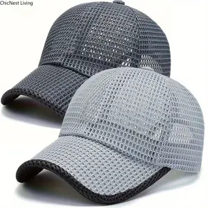 2 Pack Breathable Mesh Baseball Caps for Men Adjustable Lightweight Fishing Cap Summer Outdoor Sun Protection Hat for Travel and Hiking