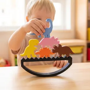Dinosaur Balance Stacking Blocks: Educational Toy for Kids—Hand-Eye Coordination Training and Parent-Child Interaction Tabletop Game