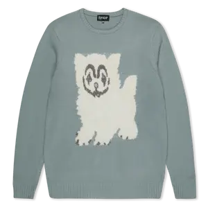 Pet Me Im Cute Knit Sweater (Heather Sage Grey)