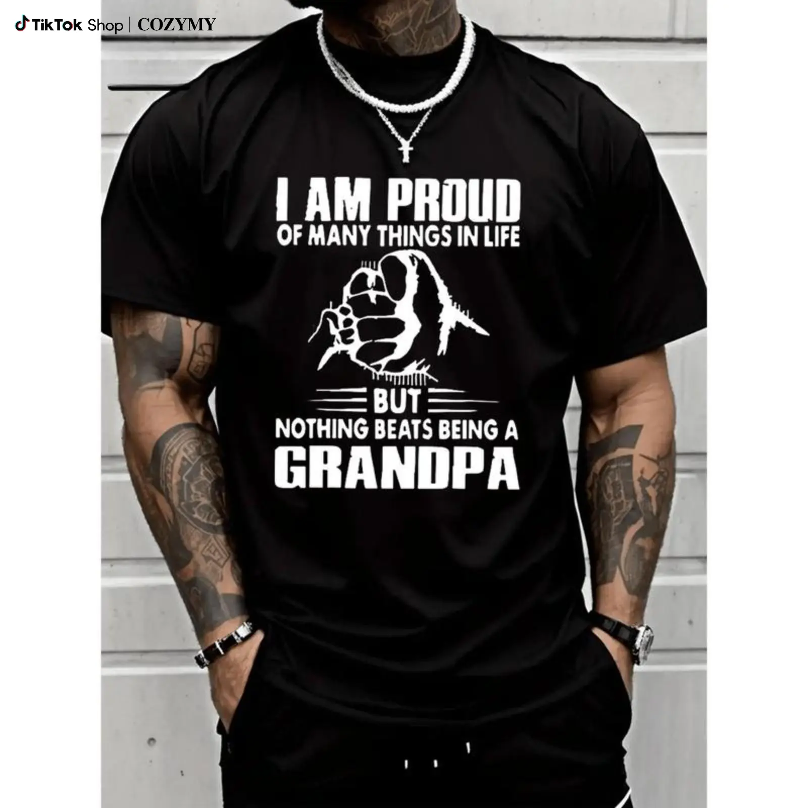PAYEAH Proud Of Many Things In LifeNothing Being A Grandpa Monogrammed T-Shirt 100%  Cotton T Shirt