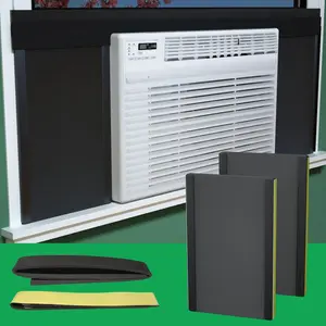 Window Air Conditioner, 2 count of surface insulation EVA board, 17 inches * 11 inches, fully enclosed design, Summer/Winter Heat and Draft Insulating,Two- Panels Window Seal (BLACK)