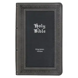Gray and Black Faux Leather Giant Print Standard-size King James Version Bible with Thumb Index