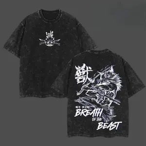 Inosuke "Breath Of The Beast" - Demon Slayer Anime Double Printed Vintage Washed Unisex Oversize Anime Manga Washed Heavyweight Cotton T-shirt, gifts For Anime Fan, Anime Lover