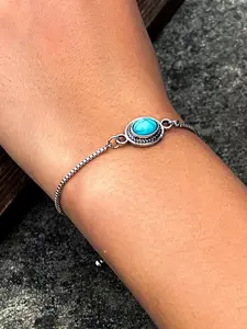 Vintage Turquoise Texture Decorated Link Bracelet, Fashion Accessories for Both Men & Women, Fashion Jewelry for Party, Daily Clothing Decor, Trendy All-match & Exquisite Jewelry for Birthday Gift