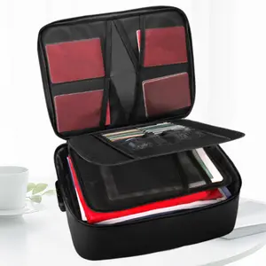 Fireproof File Storage Case with Lock Portable Travel Home Organizer Bag with Water-Resistant Zipper for Laptop Passport Certificates Cards