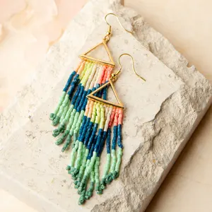Irie Seed Bead Triangle Chandelier Earrings