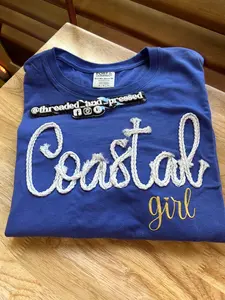 Embroidered -  Coastal Girl - nautical rope- sweatshirt- Texture - Beach - Ocean