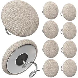 Flax Covered Button Twist Pins for Bed Skirts Sofa Covers Upholstery Armchair Caddies Armrest Covers, 12 Pcs Light Brown