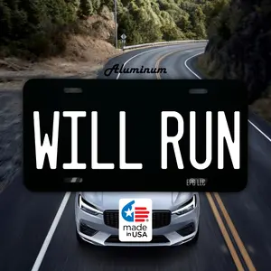 12x6 Gradient Background WILL RUN License Plate Thickened Metal UV and Crack Resistant Fits Cars Trucks SUV's and More, Durable High Quality Materials