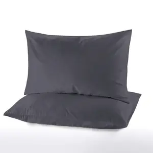 Microfiber Pillow Cases Set of 2 Navy & Gray 100% Polyester Super Soft Machine Washable OEKO-TEX Certified for Hospitals Hotels Standard 20x26 Inches Guest Room Restful Night Chic