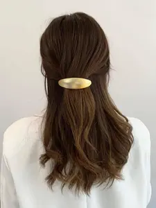 Women's Elegant Oval Shaped Hair Clip, 2024 New Style Vintage Metal Spring Clip, Flat Hair Clips, Fashionable Hair Accessories for Daily Wear Hairstyles Ideas