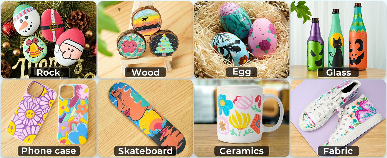 Ohuhu Acrylic Paint Pens:  Dual Tips (Round & Fine) - 90 Colors - Acrylic Markers High Opacity Paint Markers Waterproof Lightfast for Rock Painting Easter Eggs Wood Glass Ceramic Canvas - Kakaako Series of Ohuhuart