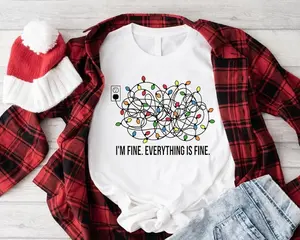 I'm Fine Everything Is Fine Shirt, Christmas Sweatshirt, Christmas Outfit Women, Christmas Lights Sweatshirt